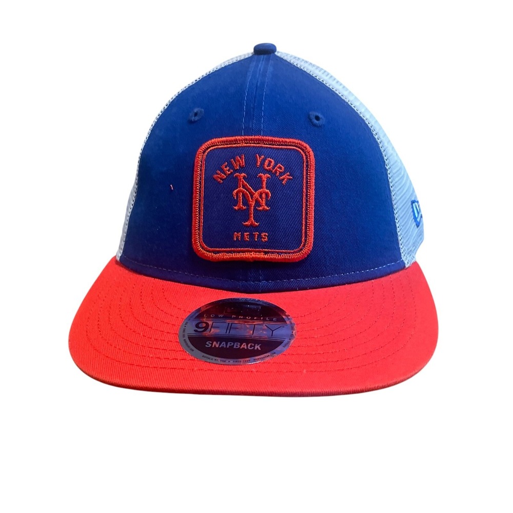 New York Mets Trucker Har 9Fifty Snapback Cap Blue Orange Mesh MLB New Era